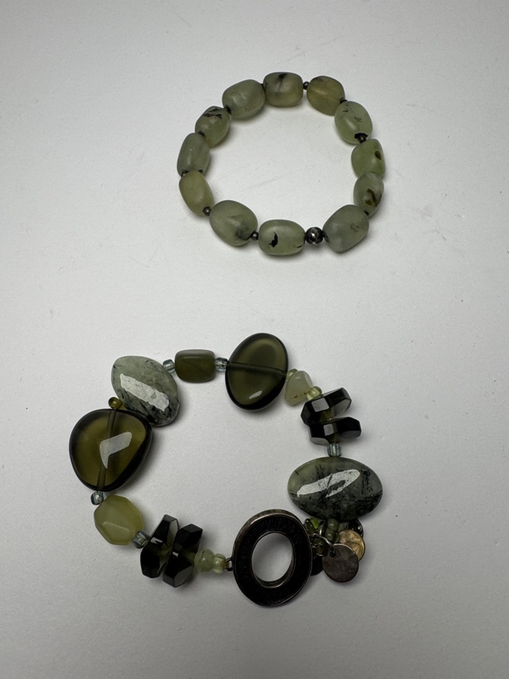 SILPADA Prehnite Quartz 925 Sliver Retired Green Gemstone Stretch Bracelet Set